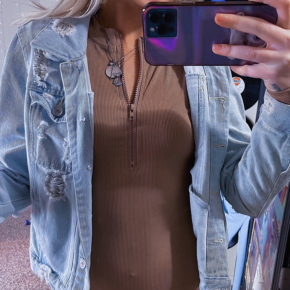 Hand Distressed Jean Jacket